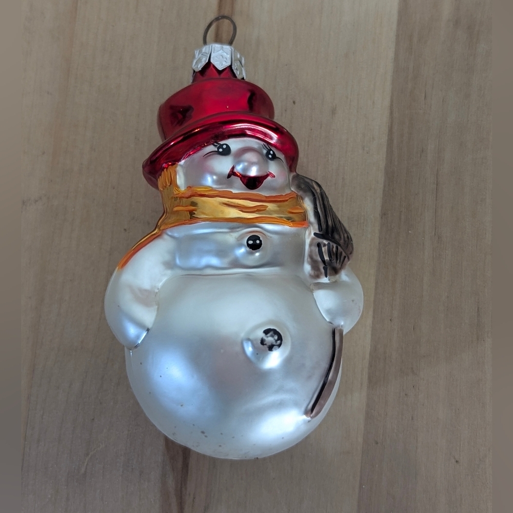 Vintage Christopher Radko Frosty The Snowman Ornament with Red Hat Christmas